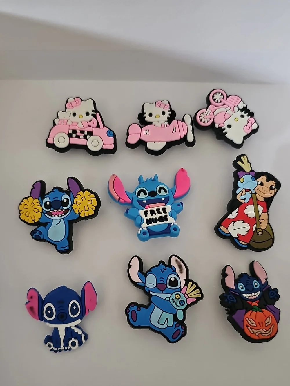 Hello Kitty & Stitch Pink and Blue Cartoon Shoe Charms - Kids Toys